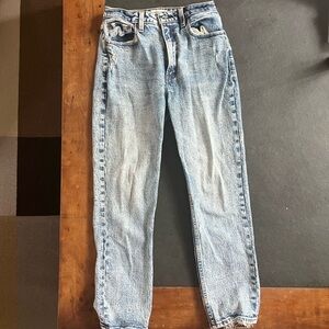 Light wash high rise mom jeans